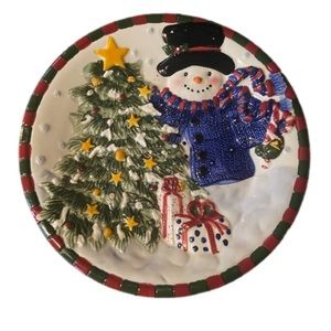 Snowman And Christmas Tree Christmas Plate